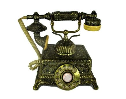 Ornate Decorative Brass Dial Telephone Rotary Romantic Beautiful Square base Victorian style