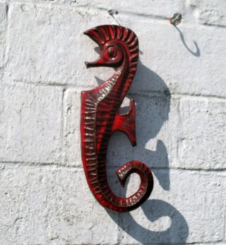 Ceramic Red Seahorse Hippocampe Mid Century Modern era Tieberghien Perignem