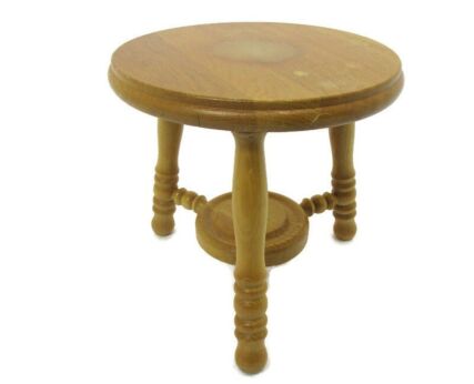 Small Wooden Tripod Milking Stool Side Display Wine Table Pedestal Plant Bonsai Stand Barn Country Farmhouse Style