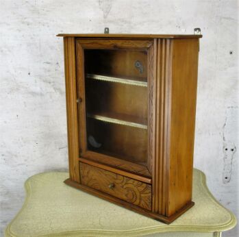 French Vintage Wooden Wall Kitchen Bathroom Apothecary Cabinet Display Ornate