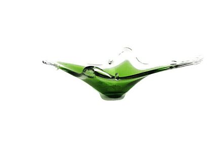 Small Italian Art Glass Green Clear Bowl Dish Centerpiece Basket Murano Italy