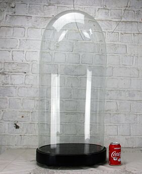 XXL Victorian Antique Oval Hand Blown Glass Dome Globe Mantel Clock doll 31.1"