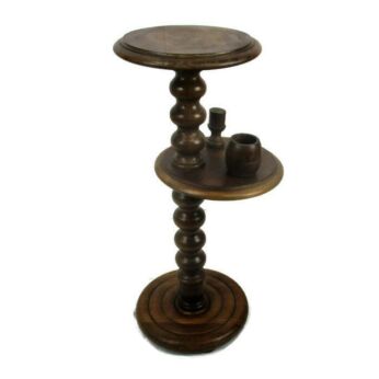 Vintage Carved wood Edwardian Pedestal Smoking Table Plant Bonsai Stand 2 Tier