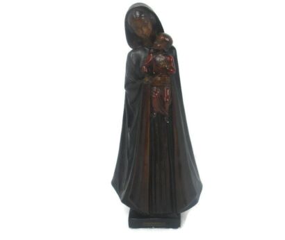 XL Chapel Virgin Mary Madonna Infant Child Plaster Statue Signed Van Laere 20.66"