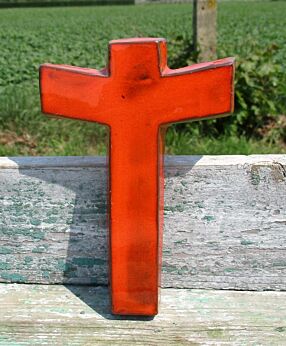Mid Century Design Ceramic Crucifix Ceramics Lovely Basic Orange
