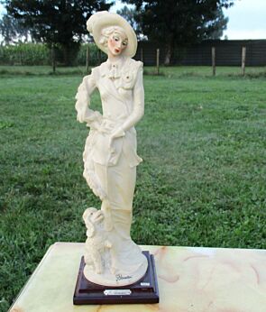 Giuseppe Armani 'Lady with Poodle' Capodimonte Signed Sculpture Figurine Italy