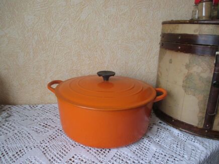 Vintage Le Creuset France Orange Large Dutch Oven Casserole French Authentic