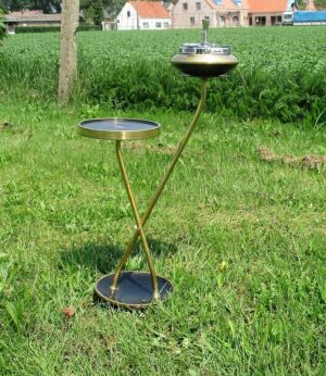 Unusual Vintage 50s Brass Standing Floor Push Ashtray Bar Table Era panton eames