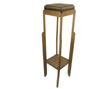 Art Nouveau Style Pedestal Table Plant Flower Stand Side Table Two Tier Barn Country style Wood Gorgeous