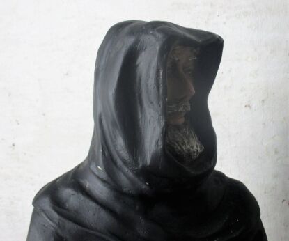 Large Gothic Statue Sculpture Monk Habit Rosary Plaster HTF 29.52"