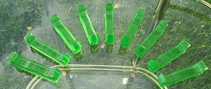 Vintage Green Uranium Glass Tableware Knife Rest 9 pieces Handblown Antique
