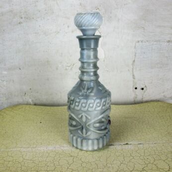 Vintage Retro Pressed Milk Glass Liquor Bottle Stopper Decanter White Gray