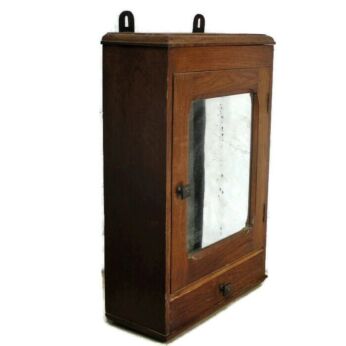 Hand Carved Oak Medicine Kitchen Bathroom Wall Cabinet Apothecary Mirror
