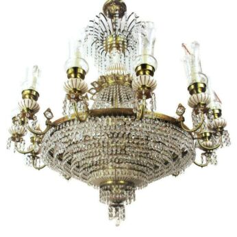 Huge Impressive Wedding Chandelier Beaded Basket Crystal Prisms 22 Lights WOW