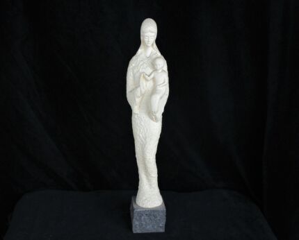 Virgin Mary Madonna Holy Mother Infant Child Plaster Statue on granite base 18.5"