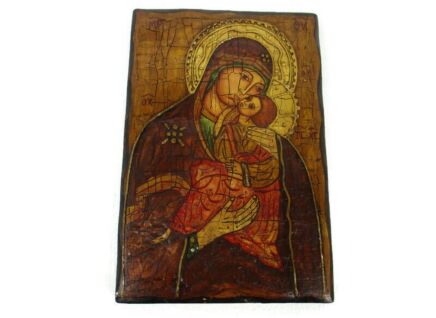 Vintage Florentine Wooden Icon Magnificat Paint On wood Infant Child Madonna Lovely