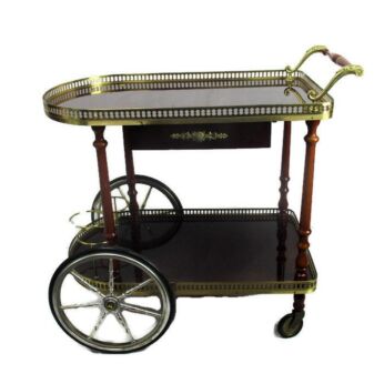 Bar Cocktail Entertainment Cart Trolley Veneer Wood Drawer Retro Funky Vintage
