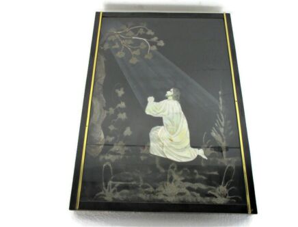 Shadowbox Shrine Wall Glass Panel Lovely Religious scene Jesus Christ Praying in Gethsemane