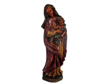 Polychrome Large Statue Virgin Mary Madonna Holy Mother Infant Child 22.83"