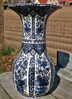 Vintage Boch Belgium Royal Sphinx Delfts Delft Vase Marked Blue White Beautiful