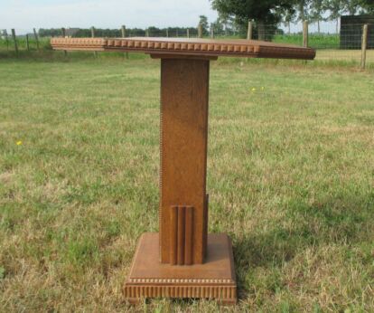 Vintage Carved wood Pedestal Display Side Table Plant Stand Hobnails Pillar foot