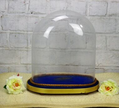 Vintage Oval Hand Blown Glass Dome Globe Mantel Clock Steampunk Doll 12."
