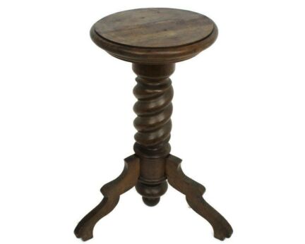 Hand Carved Wood Barley Twist Side Display Coffee Table Pedestal Plant Bonsai