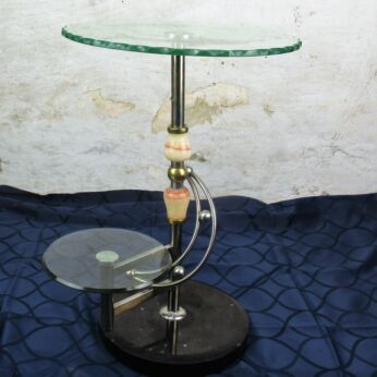 Side Coffee Cocktail Table Italian Tier Cut Glass Marble Pedestal Dolphins HTF