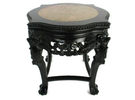 Hand Carved Wooden Chinese Marble Top Hall Console Table Pedestal Bonsai Stand