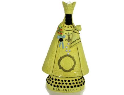 Black Madonna De Hal Halle Virgin Mary Statue Figurine Plaster Rare Yellow Color Collector HTF 8.54"