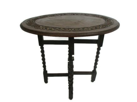 Oval Pliable Barley Twist Wooden Side Display Coffee Table Pedestal Plant Stand Hand Carved Gorgeous Barn Country Farmhouse style WOW