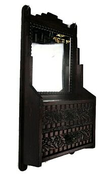 Vintage Ornate Wooden Kitchen Apothecary Kitchen Wall Cabinet Wood Hobnails