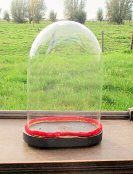 Antique  Oval Hand Blown Glass Dome Globe Mantel Clock Steampunk 13.78"