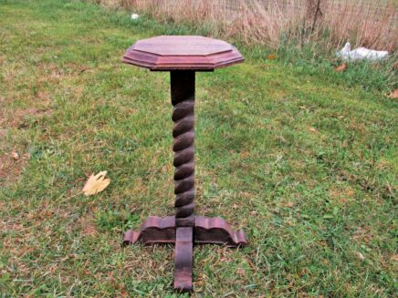 Small Square Barley Twist Wooden Side End Table Pedestal Plant Stand 20.87" Rare