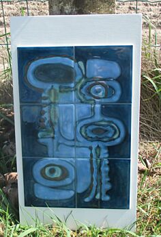 Vintage Blue West Germany Wall plaque Tiles Abstract Gorgeous