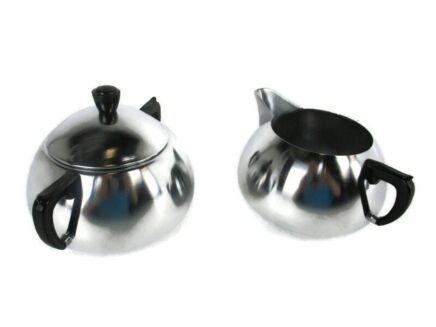 Demeyere Silver Colored  Creamer Set Sugar Bowl Milk Jar Marked Gorgeous Stainless steel