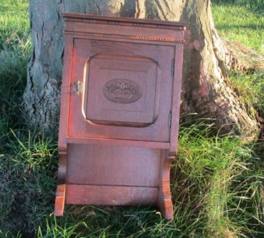 Vintage Medicine Kitchen Bathroom Cabinet Apothecary Carved Wood Basket