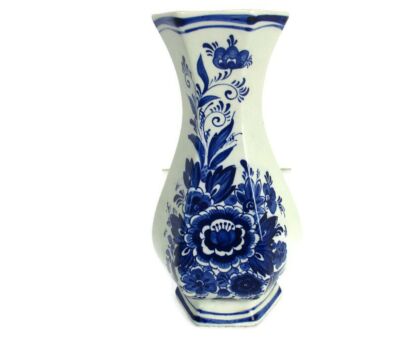 Delft Holland Blue White Porcelain Vase Delft Marked Flower Pattern
