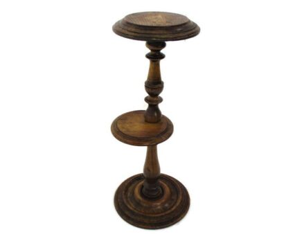 Small Two tier French Oak Side Wine Table Pedestal Plant Bonsai Stand Barn Country Farmhouse Style
