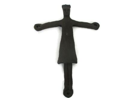 L Mid Century Modern Ceramic Crucifix Belgium Black Abstract era Perignem Modernist