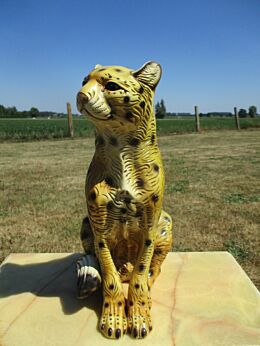 Lovely Vintage Leopard Panther Ceramic Figurine 16.14"