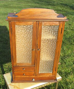 Antique Wood Apothecary Bathroom Medicine Wall Cabinet Bubbled Glass Drawers