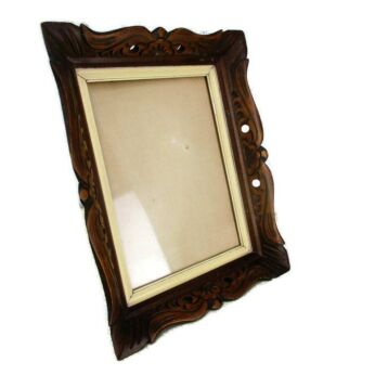 Art Deco Hand carved ornate Wood picture frame Wall & Standing 18.7" x 10.43"