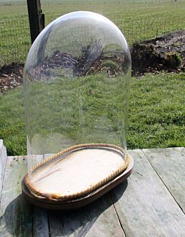 Antique Oval Hand Blown Glass Dome Globe Mantel Clock Steampunk 13.97"