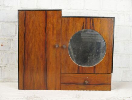 Mid Century Modern Medicine Wall Cabinet Apothecary double Doors Round Mirror