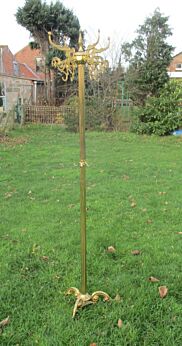 Vintage Coat Hat Rack Hall Tree Stand Floor Brass Ornate