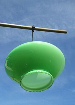 Vintage Atomic Pea Green Opaline Cased Glass Lamp 60's 70's Chandelier