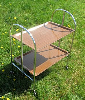 Mid Century Side Table Bar Cart Tea Trolley Danish Modern Style Foldable