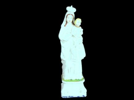 Large Antique 1900 Vieux Paris Porcelain Bisque Statue Virgin Mary Madonna with Infant 14.56"