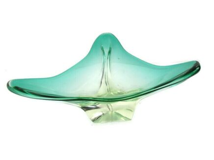 Vintage Beautiful Art Glass Centerpiece Bowl Fruit Dish green Murano Italian